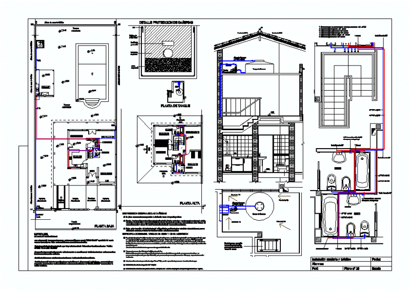 Cold And Hot Water DWG Section for AutoCAD