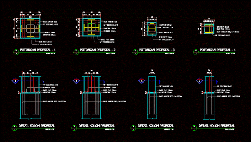 Collumnas – Metal Anchors DWG Block for AutoCAD