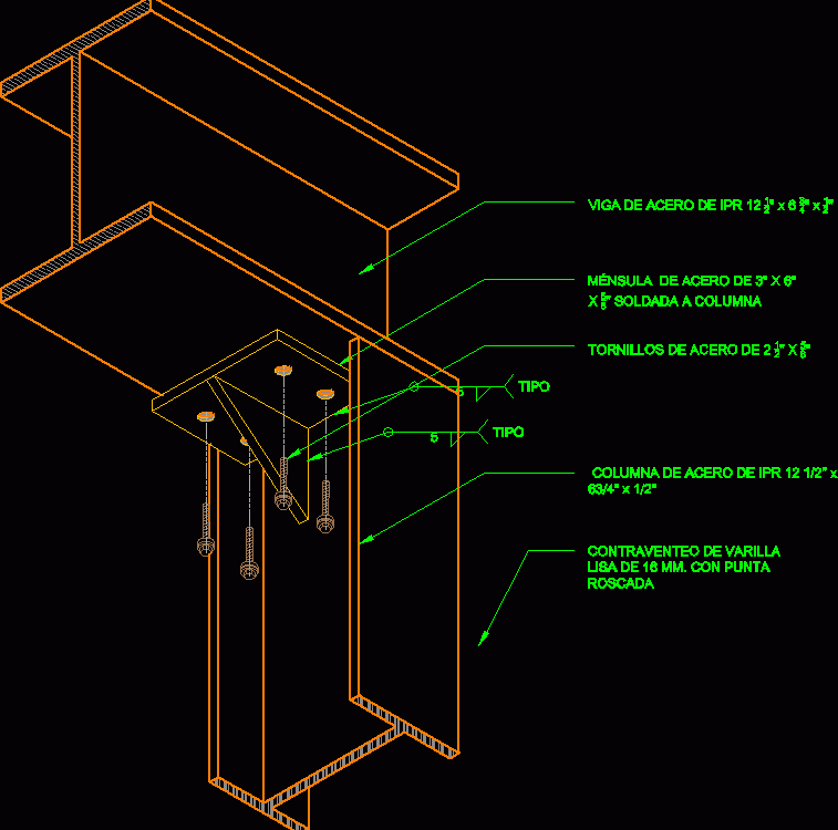 Column Bracket Detail With Beam Frame DWG Detail for AutoCAD • Designs CAD