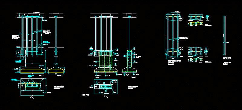 Column Detail Metallic Pipe DWG Detail for AutoCAD