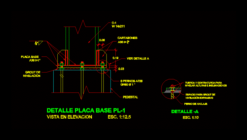 Column Detail Steel Anchor DWG Detail for AutoCAD