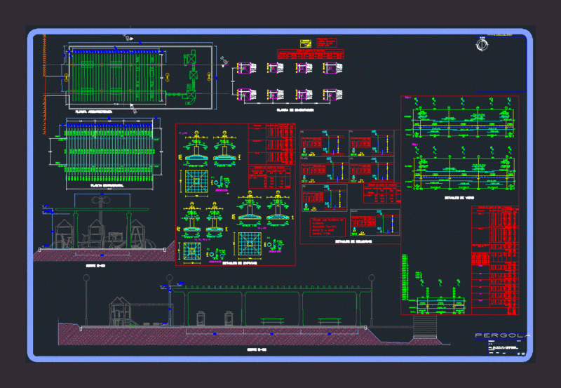 Concrete Pergola DWG Plan for AutoCAD
