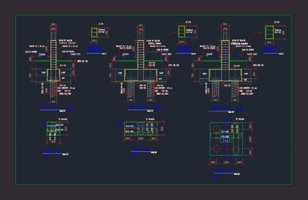 Concrete Pile Foundation DWG Detail for AutoCAD