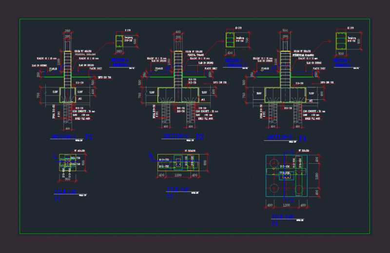 Concrete Pile Foundation DWG Detail for AutoCAD