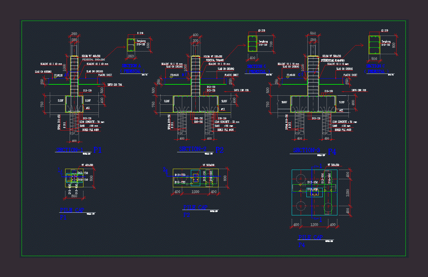 Concrete Pile Foundation Dwg Detail For Autocad • Designs Cad