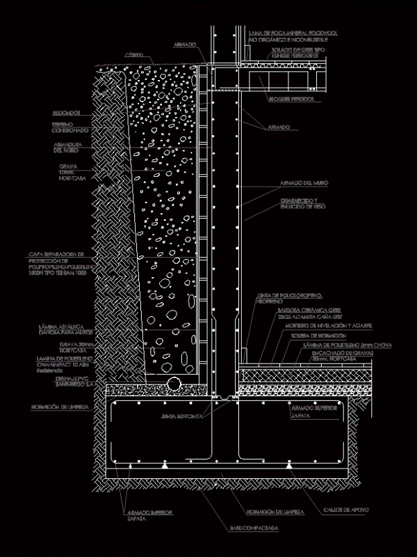 Concrete Retaining Wall DWG Detail for AutoCAD
