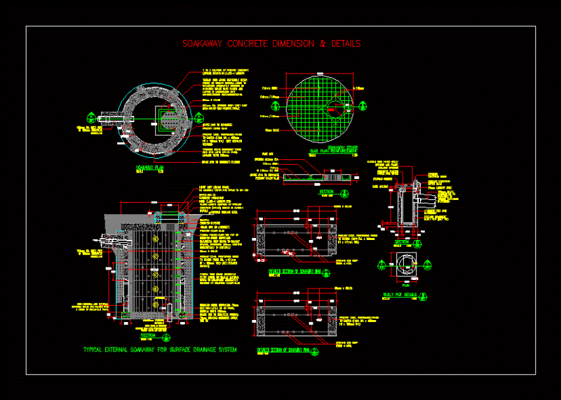 Concrete Soakaway Dimension DWG Block for AutoCAD