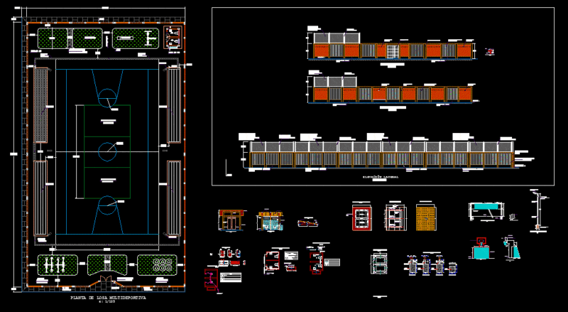 Concrete Sports Court DWG Block for AutoCAD