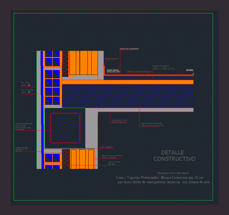 Construction Detail; Wall And Mezzanine DWG Detail for AutoCAD