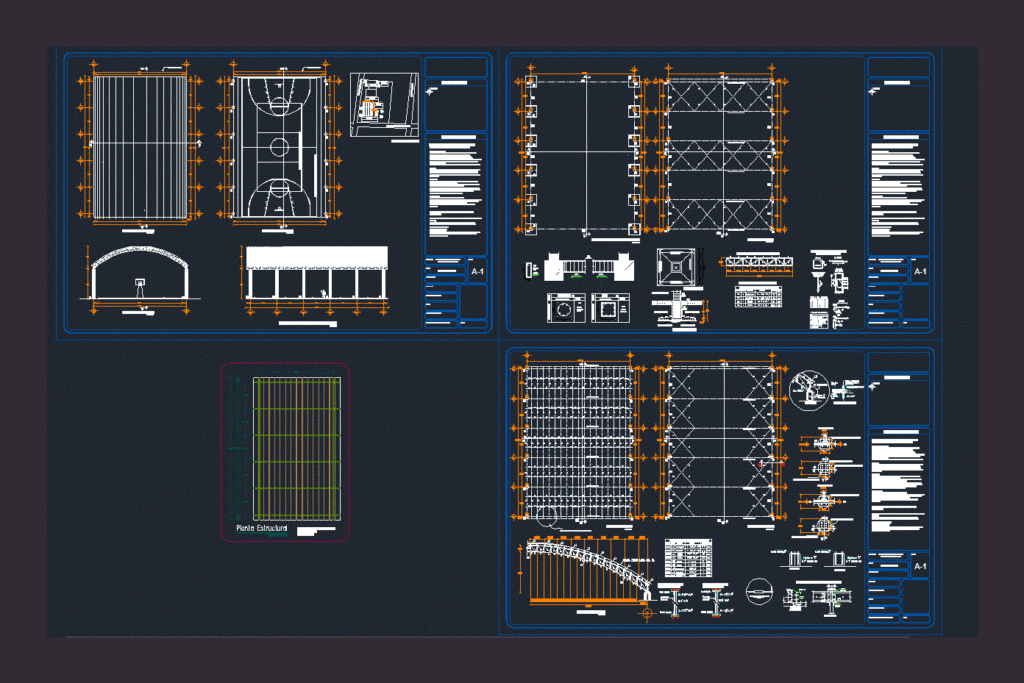 Court Roof DWG Section for AutoCAD