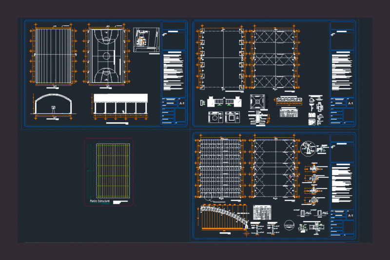 Court Roof DWG Section for AutoCAD