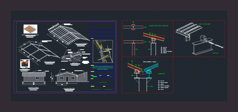 Cover With Metal Tile DWG Detail for AutoCAD