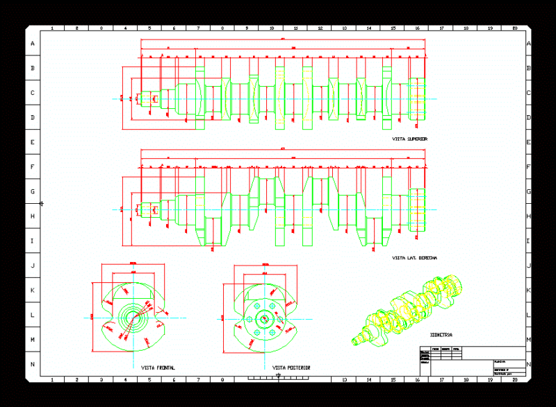 Crankshaft And Isometric Views DWG Block for AutoCAD
