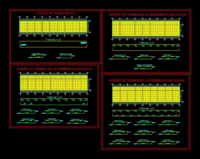 Design Of Beams DWG Block for AutoCAD