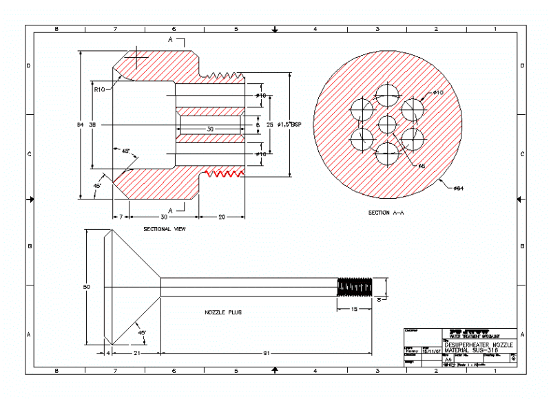 Desuperheater Steam Nozzle DWG Block for AutoCAD