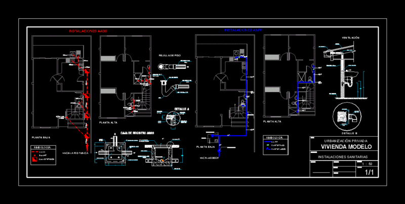 Detached House – Sanitary DWG Block for AutoCAD
