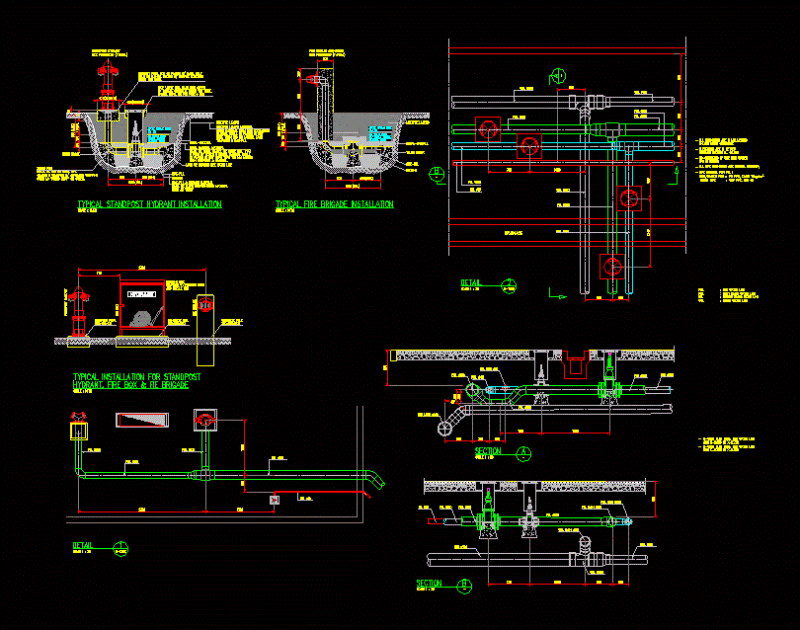 Detail Fire Water Line DWG Detail for AutoCAD