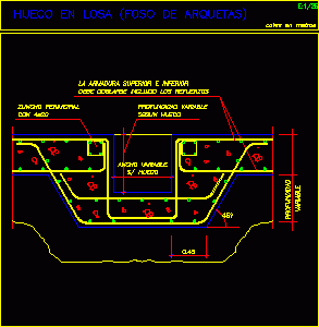 Detail Hole For Casket In Slab DWG Section for AutoCAD