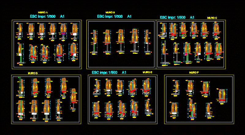 Detail Of Columns Chained DWG Detail for AutoCAD