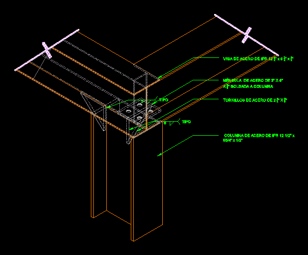 Detail Of Junction Of Beam Steel Column DWG Detail For AutoCAD Designs CAD