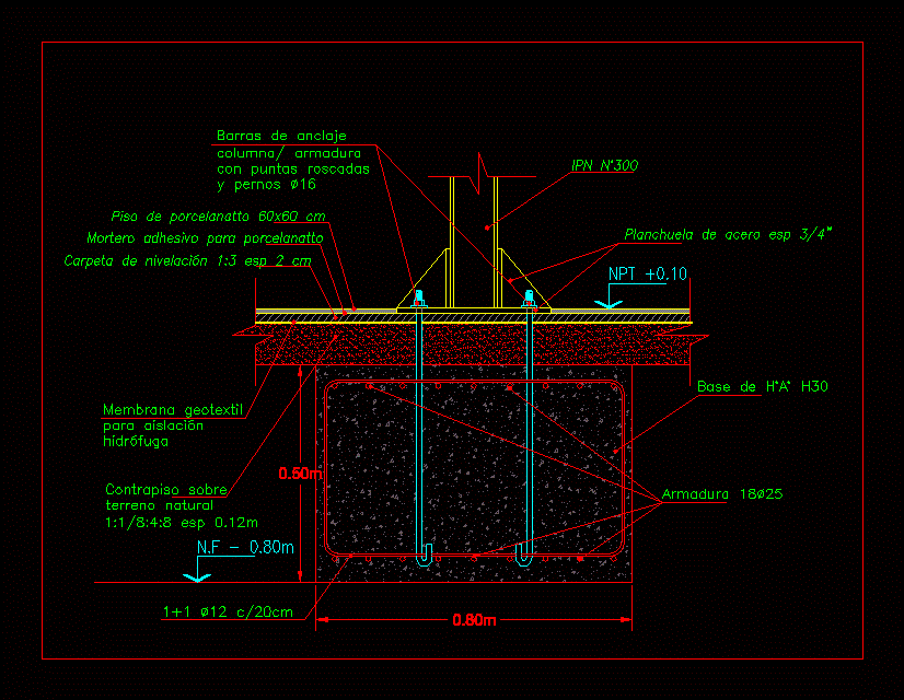 Detail Of Metal Cimentacion Column DWG Detail for AutoCAD • Designs CAD