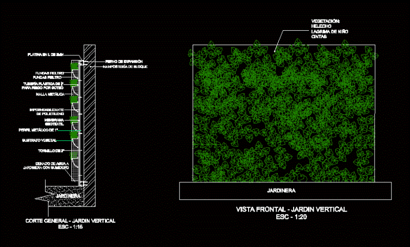 Detail Of Plant Wall DWG Detail for AutoCAD