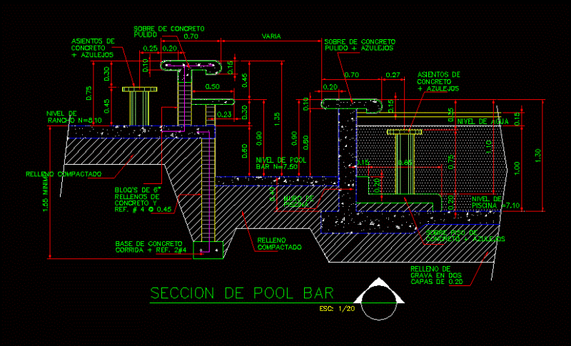 Detail Of Pool Bar DWG Section for AutoCAD