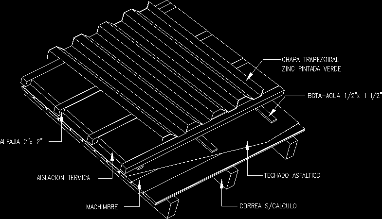 Detail Wooden Light Cover And Zinc Slab DWG Detail for AutoCAD