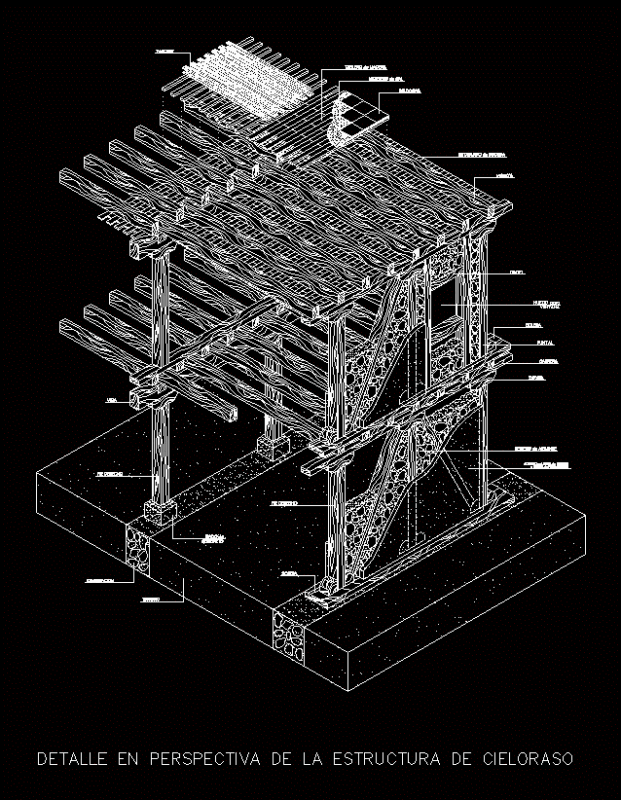 Detail Wooden Structure – Isometric DWG Detail for AutoCAD