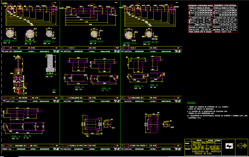 Details Axis , Profile Bendings DWG Detail for AutoCAD