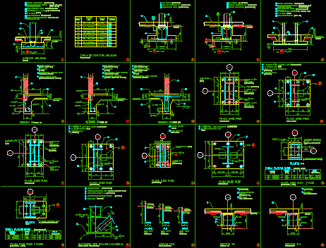 Details Connection Between Beams And Columns Steel Structure DWG Detail