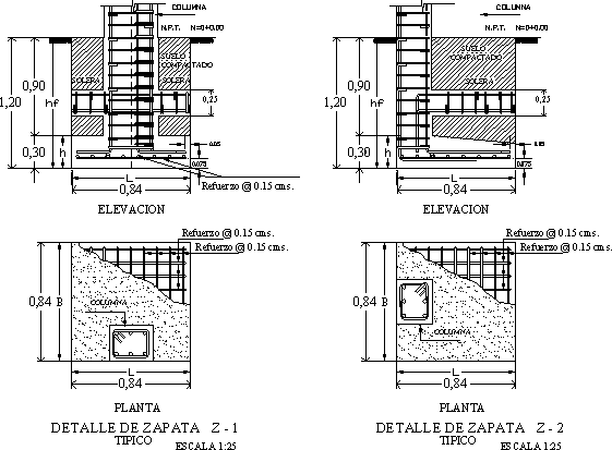 Details Eccentric Footings DWG Detail for AutoCAD • DesignsCAD