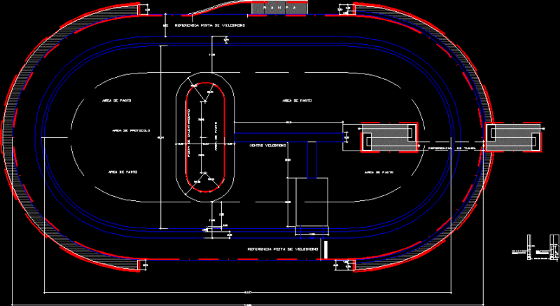 Dimensions Of A Velodrome DWG Block for AutoCAD