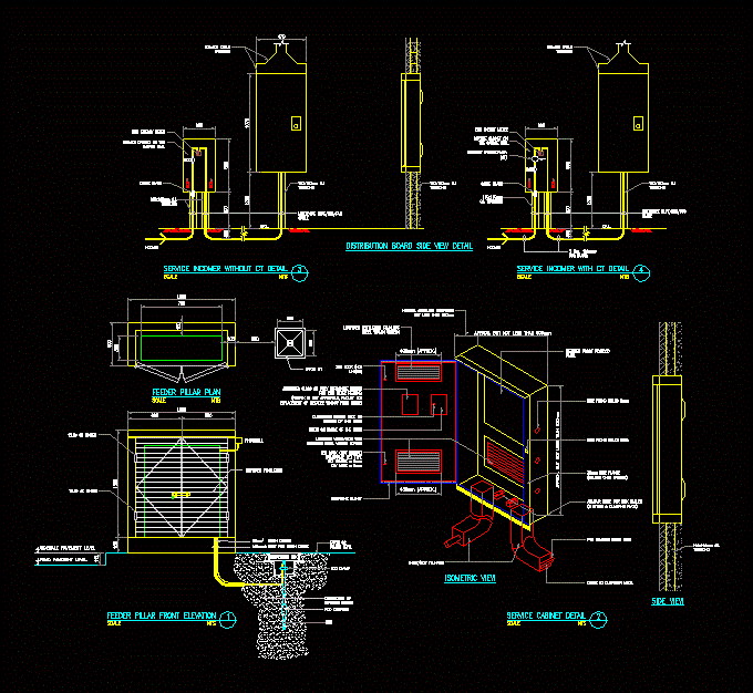 Distribution Board Side View Detail DWG Detail for AutoCAD • Designs CAD