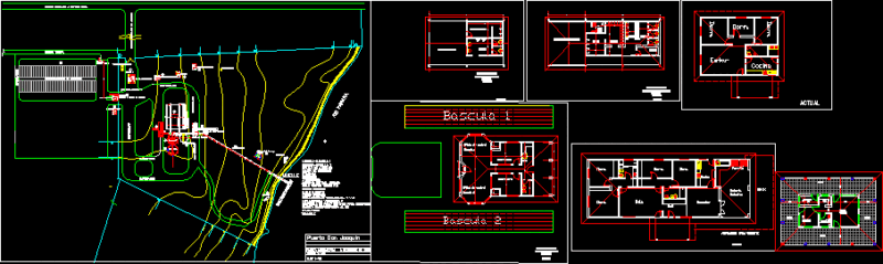 River Port Terminal Site Plan with Grain Silos and Housing