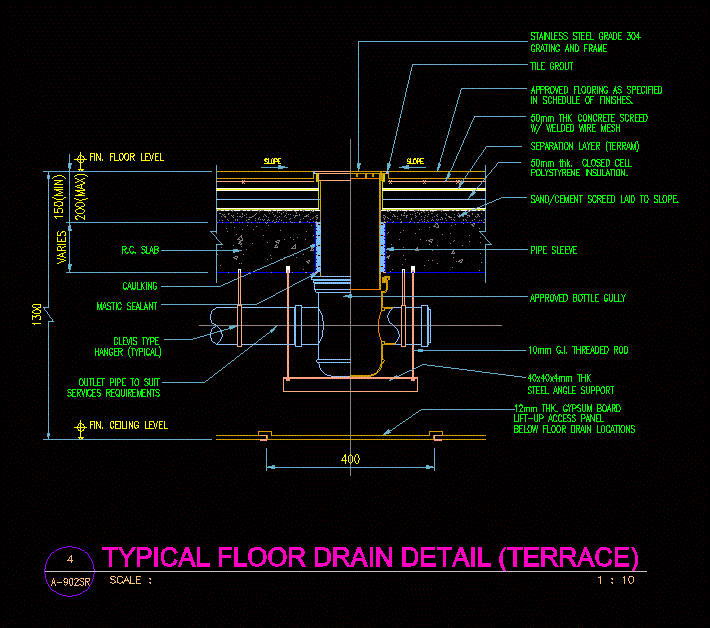 Drain Floor Detail DWG Section for AutoCAD • Designs CAD