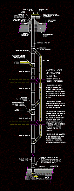Drain With Parallel Ventilation DWG Block for AutoCAD