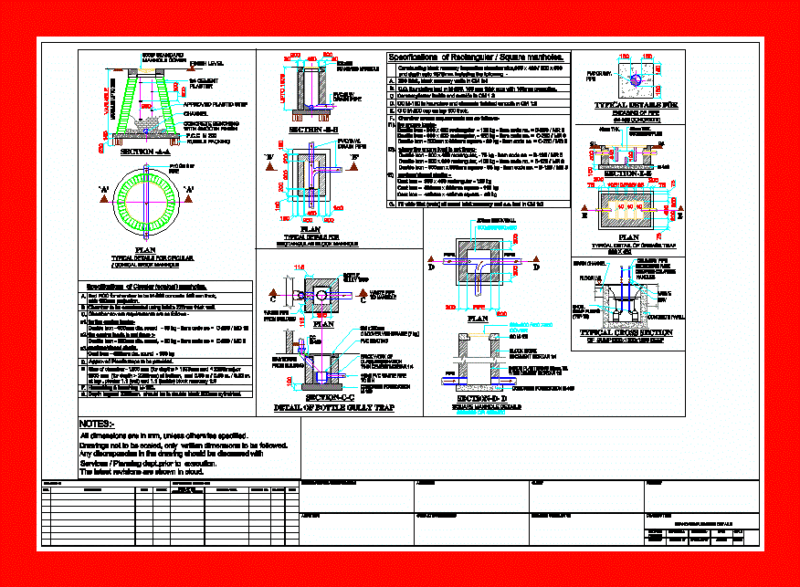 Drainage Piping DWG Section for AutoCAD