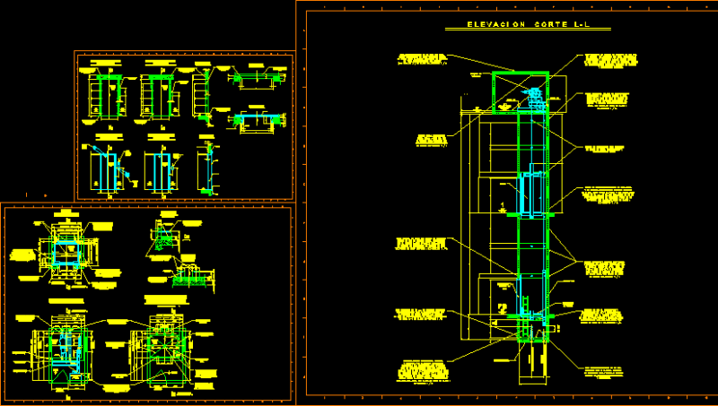 E Complete Elevator DWG Section for AutoCAD
