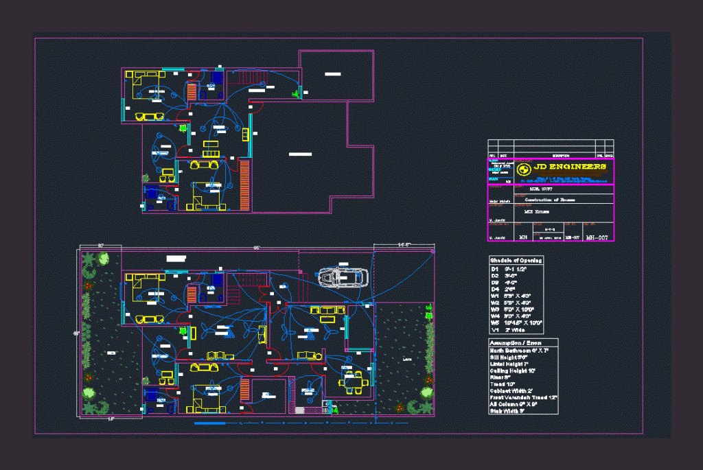 Electric House Plane DWG Block for AutoCAD