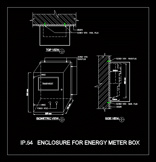 Electric Meter Box 2D DWG Plan for AutoCAD • Designs CAD