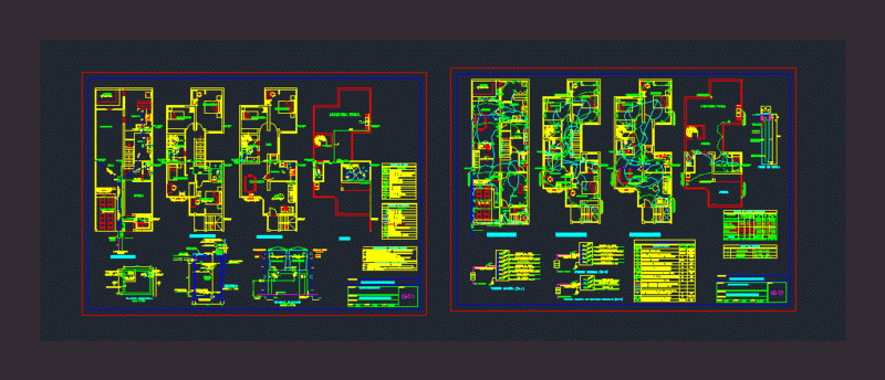 Electrical And Health Housing Bifamiliar 700mx1750m DWG Block for AutoCAD