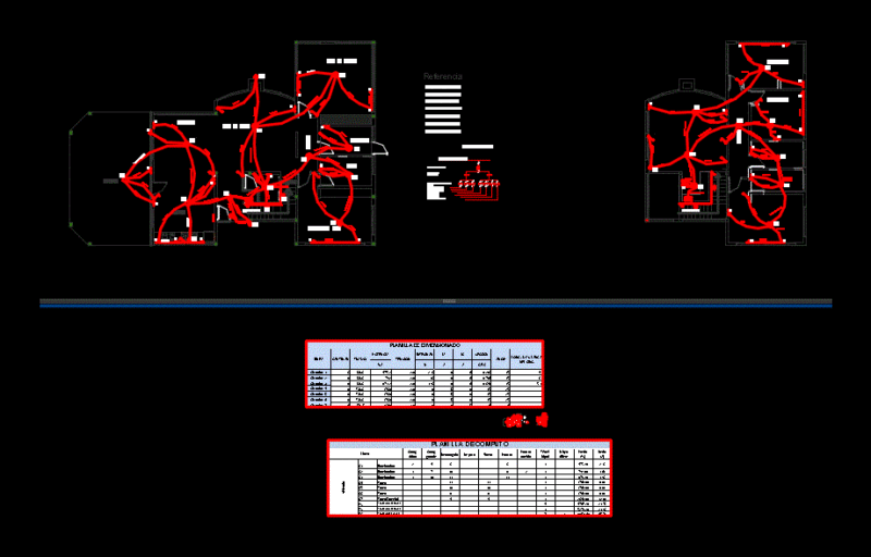 Electrical Installation Of A Two-Story House; DWG Block for AutoCAD