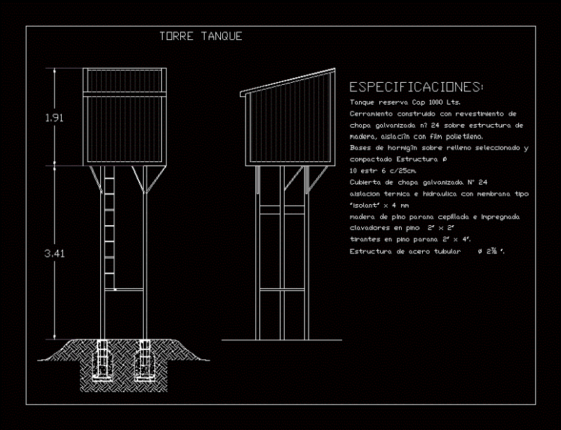 Elevated Tank Covered DWG Block for AutoCAD