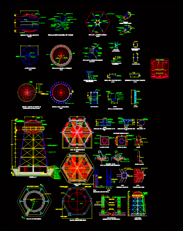 Elevated Tank DWG Section for AutoCAD
