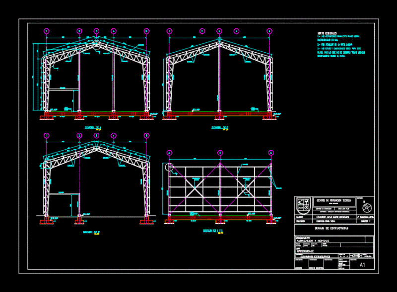 Elevations Portico Galpon DWG Detail for AutoCAD