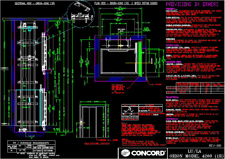 Elevator – Concord – Several Details DWG Detail for 
