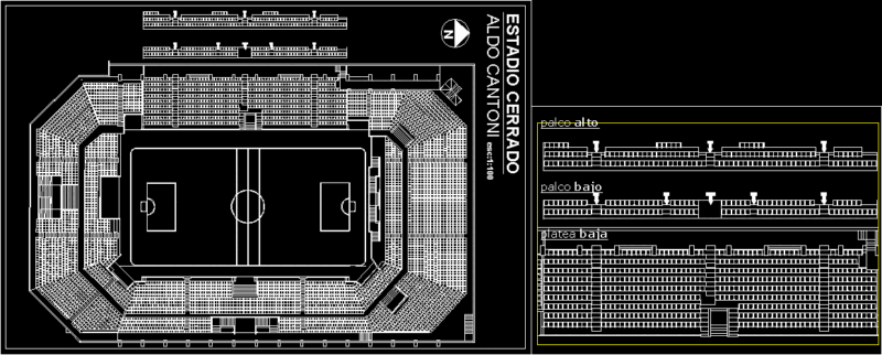 Estadio Aldo Cantoni Closed DWG Block for AutoCAD