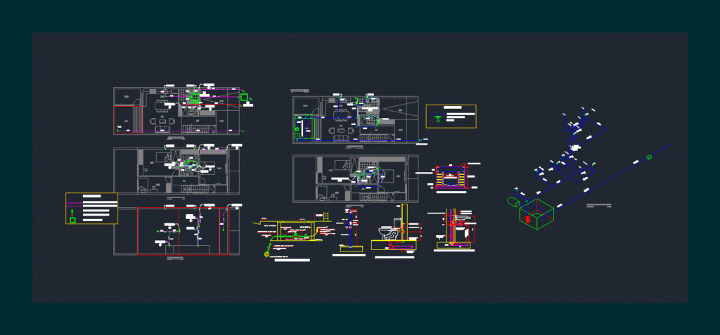 Family Home Design Plumbing DWG Plan for AutoCAD