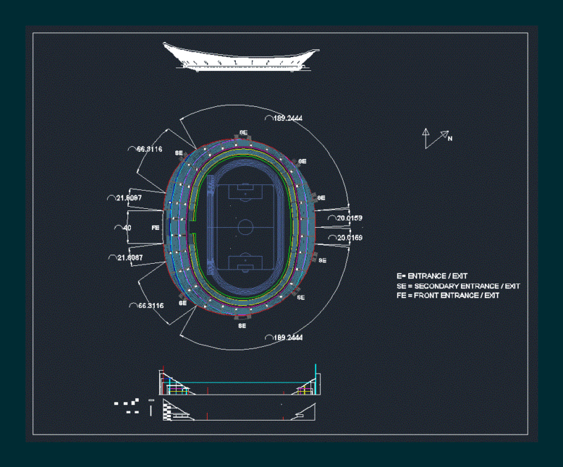 Fantabulous Olympic Stadium DWG Section for AutoCAD
